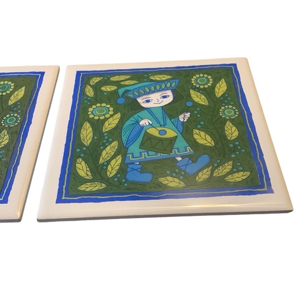 Vintage Holt Howard Ceramic Tile Trivet Hot Plate Renaissance Drummer Lot Of 2 - Picture 10 of 10